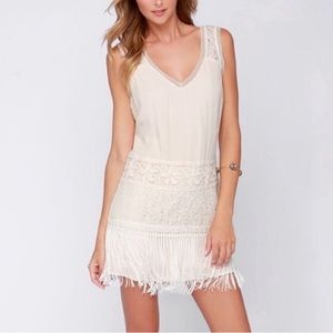 Cream fringe dress